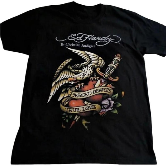 Ed Hardy Hearts Usa T Shirt Cotton Men Women Crewneck Fabric Menswear T-Shirt