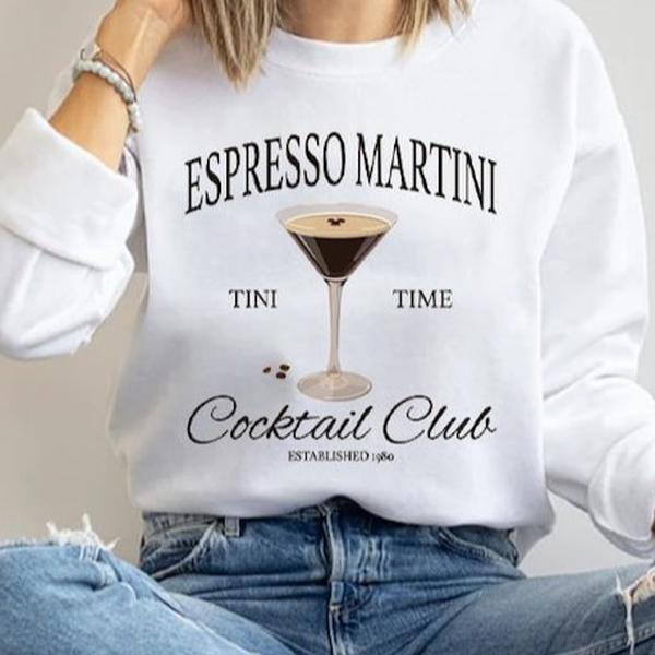 Espresso Martini Cocktail Club Crewneck Sweatshirt, Tini Time Sweatshirt, Martini Drink Lover Sweatshirt, Cocktail and Social Club Sweater, Family Chr