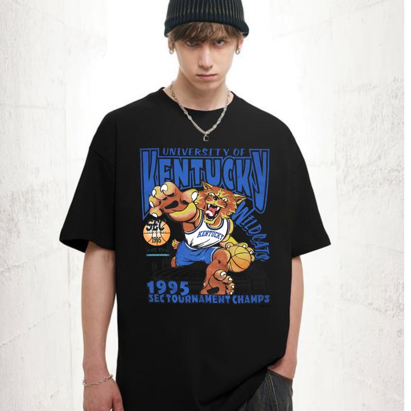 Vintage SEC 1995 Basketball Kentucky Wildcat T-Shirt Top Unisex Cotton Menswear Retro Sport football fan Tshirt Streetwear