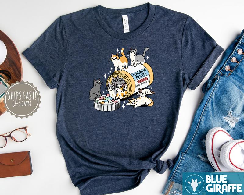 Serotonin Cats T-Shirt, Funny Cat Tee, Cat Lover Graphic Tee