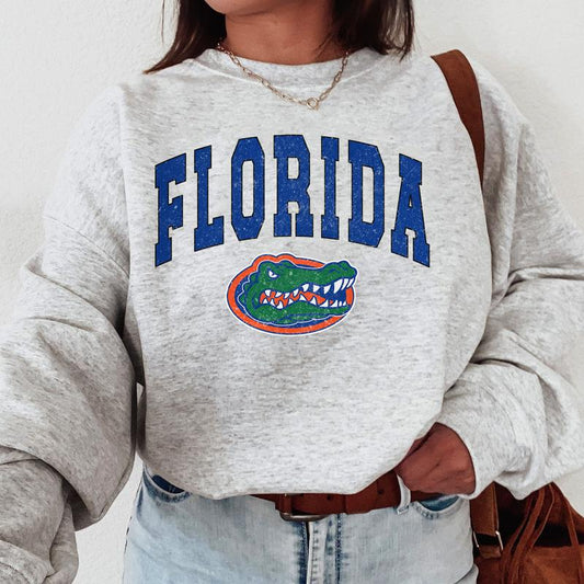 Florida Gators Vintage Football NCAA Trendy Sweatshirt, University of Florida Unisex Football NCAA Shirt, Gift For Men, Gift For Girls, Crewneck, Cott
