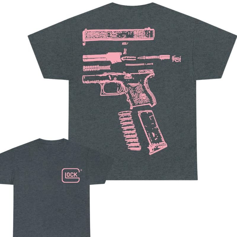 IN GLOCK WE TRUST 2 side T-shirt,Design Light Pink, T-shirt For Men, GIft For Men,Full color, Menswear Top