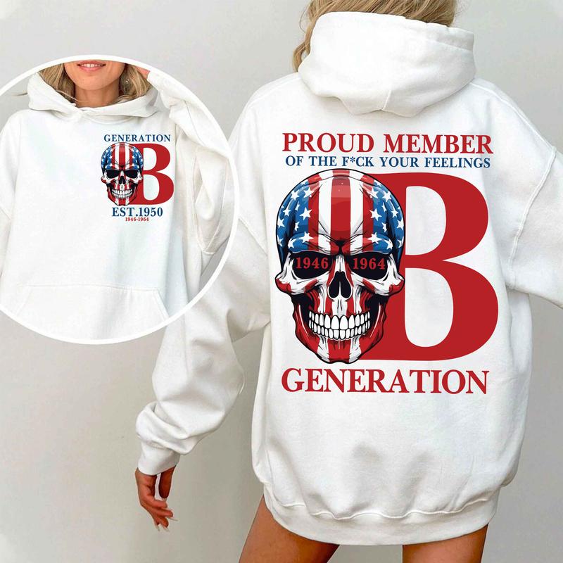 Custom Est.Year 1946-1964 Skull Flag Baby Boomers 2 Side Shirt, Baby Boomers T-shirt, Proud Member Baby Boomers Shirt, Flag Skull Shirt