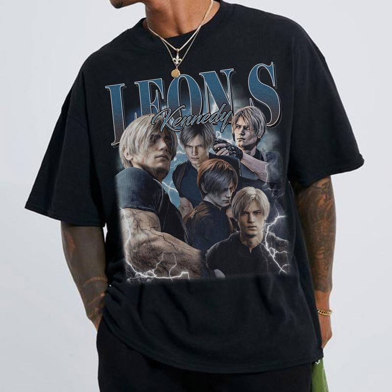 Leon Kennedy Vintage T-Shirt, Leon S.Kennedy Resident Evil Shirt, Gift For Gaming Lovers Casual Clothing Fabric Menswear Sweatshirts