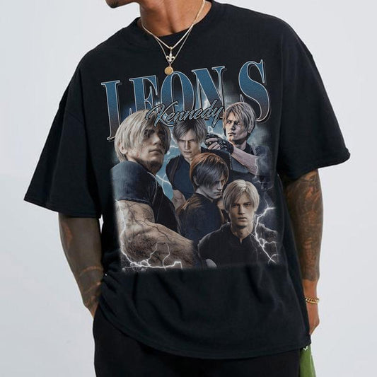 Leon Kennedy Vintage T-Shirt, Leon S.Kennedy Resident Evil Shirt, Gift For Gaming Lovers Casual Clothing Fabric Menswear Sweatshirts
