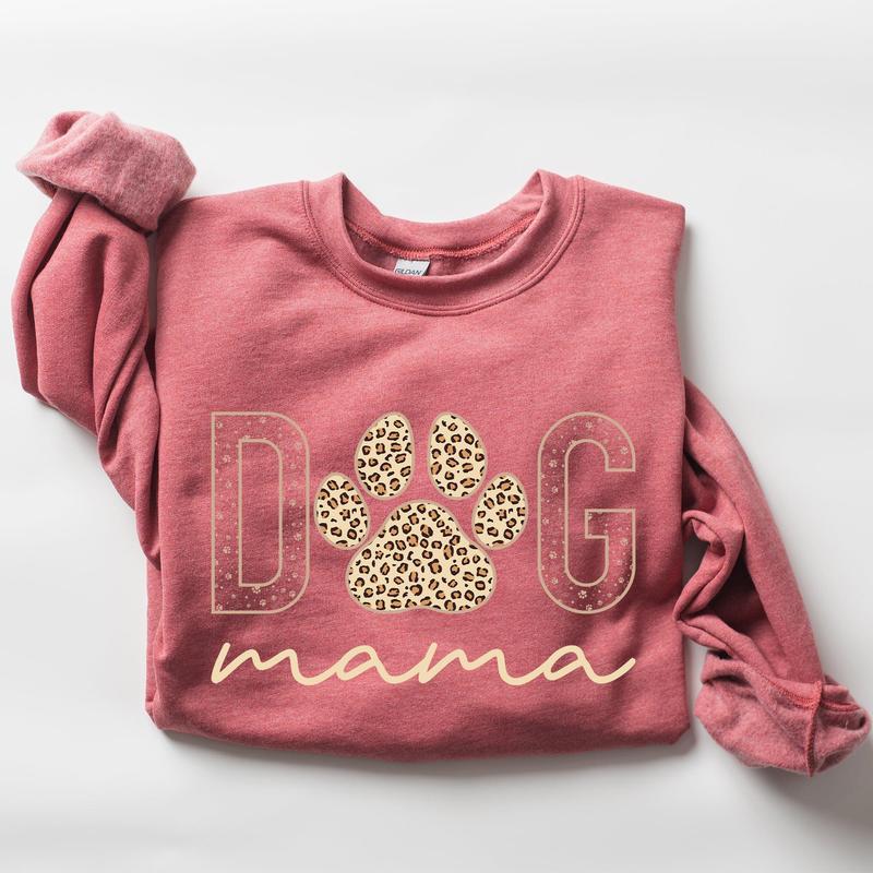 Dog Mama, Leopard Print Sweatshirt, Mother's Day Gift Casual Comfort Womenswear ComfortableÂ Graphic