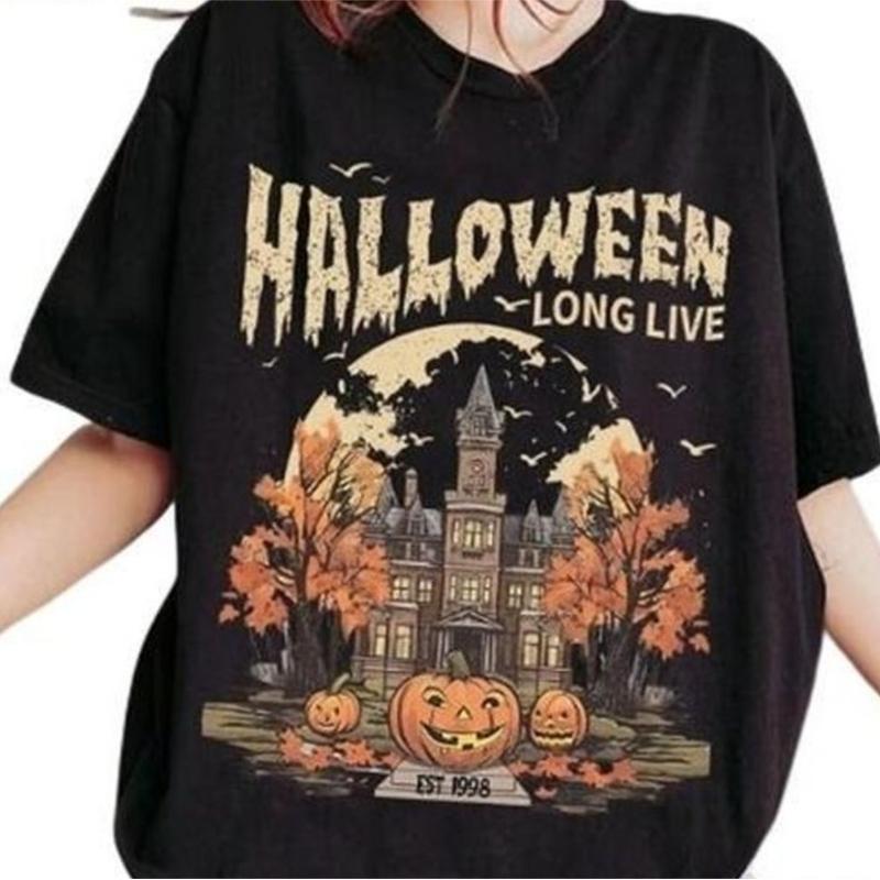 Vintage Halloween Shirt Long Live Halloween, Spooky Season Tee with Shirt Cotton Womenswear T-Shirt Fit Top