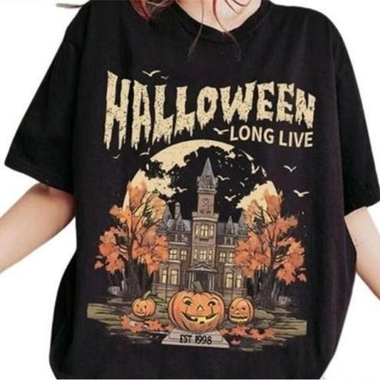 Vintage Halloween Shirt Long Live Halloween, Spooky Season Tee with Shirt Cotton Womenswear T-Shirt Fit Top