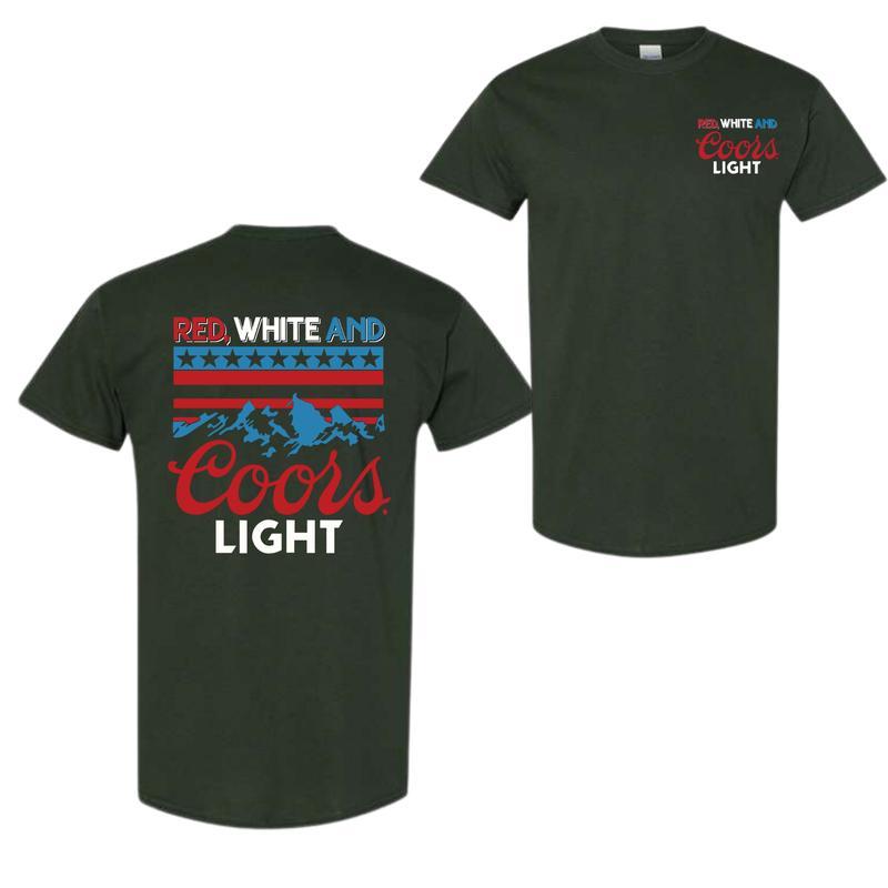 Red, White And Coors Light T-shirt - 2 Side - Fashion For All Genders - Diverse Fashion Choices - Perfect For Every Occasion - Multiple Sizes Availabl