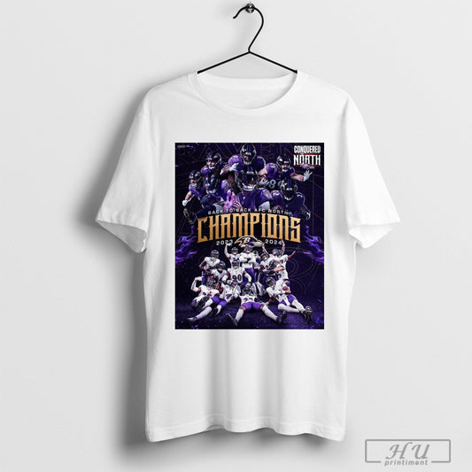 Poster Baltimore Ravens Nfl Football Back To Back Afc North 2023 2024 Conquered The North T Shirt