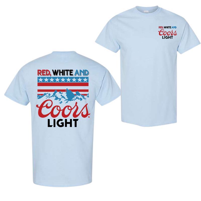 Red, White And Coors Light T-shirt - 2 Side - Fashion For All Genders - Diverse Fashion Choices - Perfect For Every Occasion - Multiple Sizes Availabl