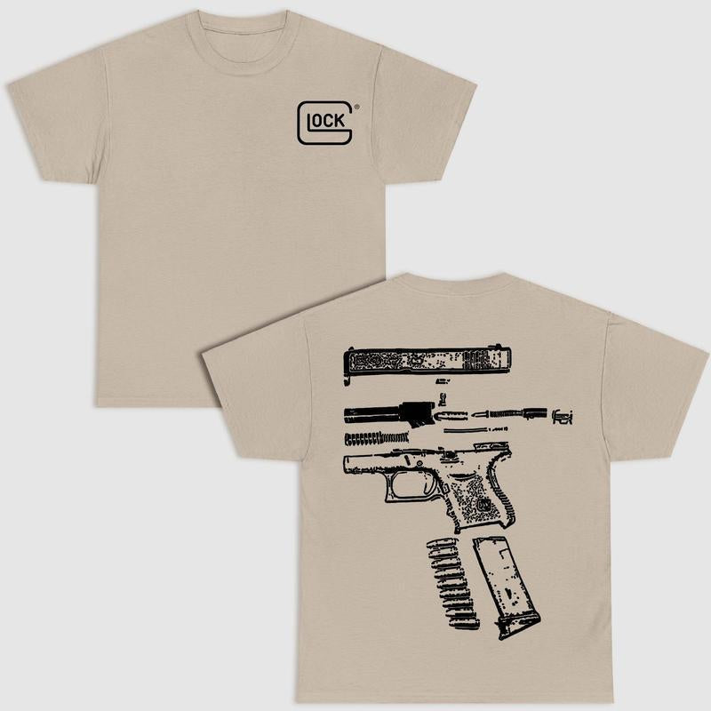 In Glock We Trust Double-Sided  Graphic Shirt - Versatile Colors, Summer Casual Wear, Comfortable Cotton Fabric
