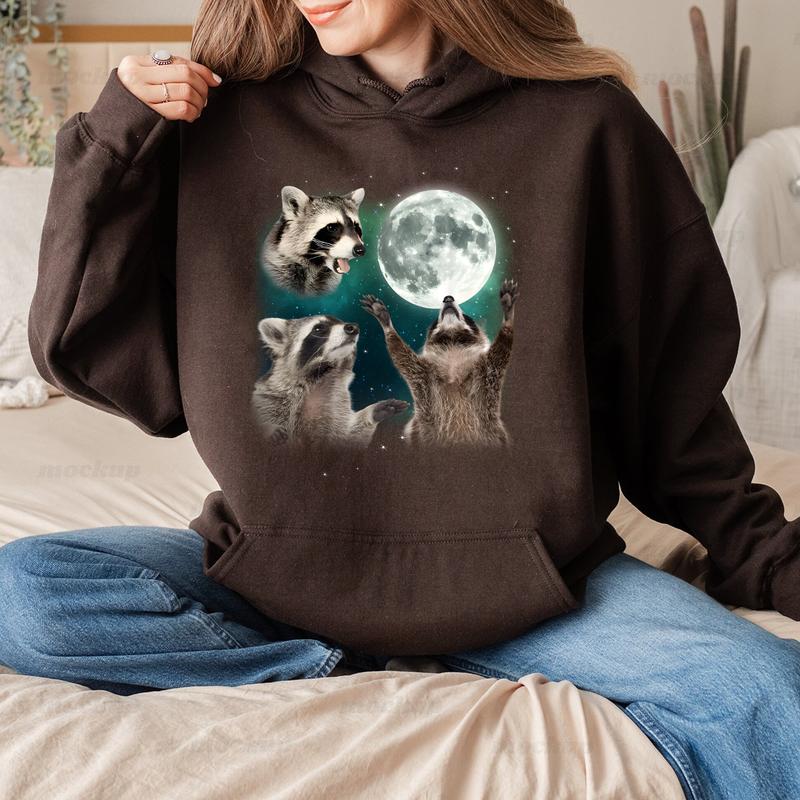 Retro Raccoon Moon Sweatshirt, Three Raccoons Vintage Graphic Shirts, Raccoon Lovers, Funny Raccoon Tee, Raccoon Gifts, Sweatshirt, T-shirt