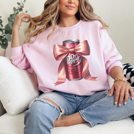Vintage Dr Pepper Coquette Dr Pepper Sweatshirt, Pink Bow Dr Pepper Shirt, Perfect Soda Lover Gift Idea, Diet Dr.Pepper Gifts, Soda Crewneck, Merry Ch