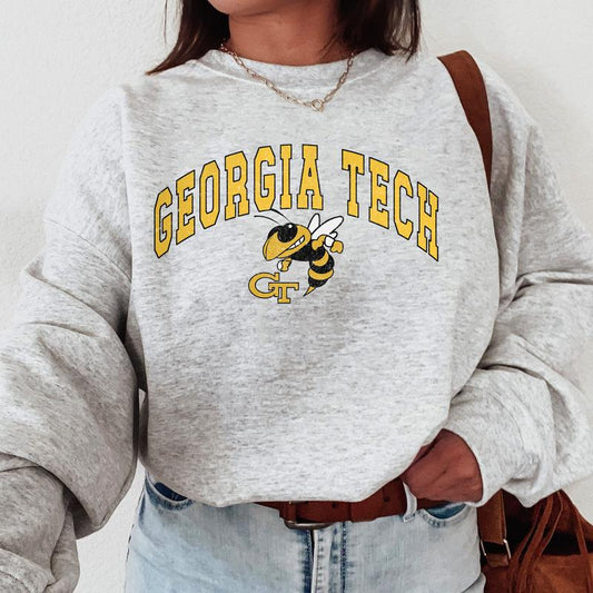 Georgia Tech Yellow Jackets Vintage Football NCAA Trendy Sweatshirt, Georgia Institute of Technology Unisex Football NCAA Shirt, Gift For Men, Gift Fo