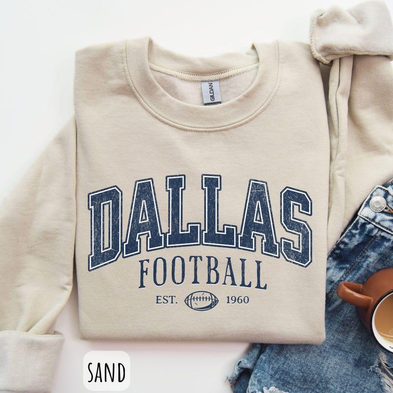 Vintage Dallas Football Sweatshirt  Dallas Texas Crewneck  Game Day Pullover  Football Sunday Shirt  Dallas Fan Gift Casual Round Neck