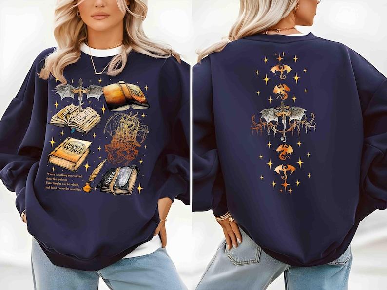 Fourth Wing Series Two Sided Sweatshirt For Fans, Basgiath War College Shirt, Dragon Rider Bookish Shirt, Book Merch Gift, T-Shirt, Sweatshirt, Hoodie