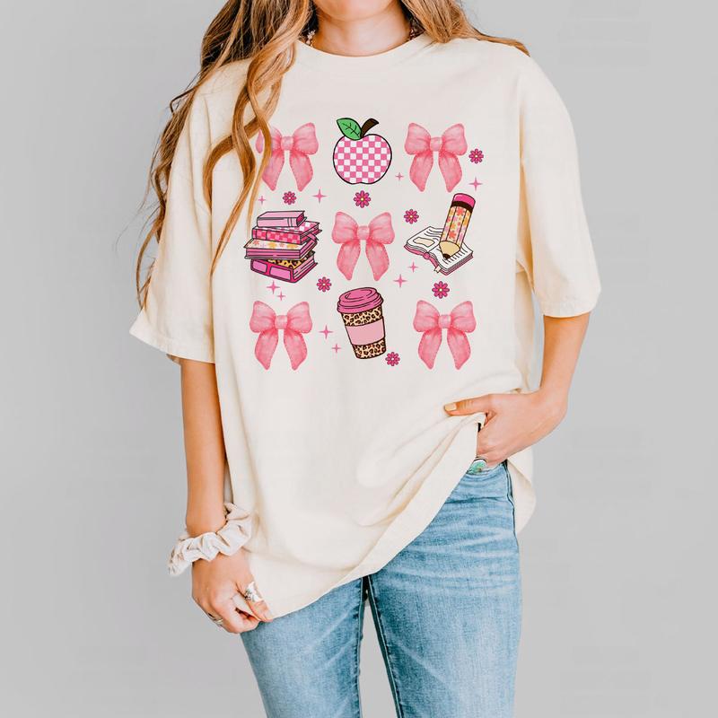 Coquette Teacher Comfort Shirt, Retro Teacher Shirt, Back To School Teacher Tee, Teacher Appreciation Gifts, Teacher Birthday Gifts, New Teacher Gift,