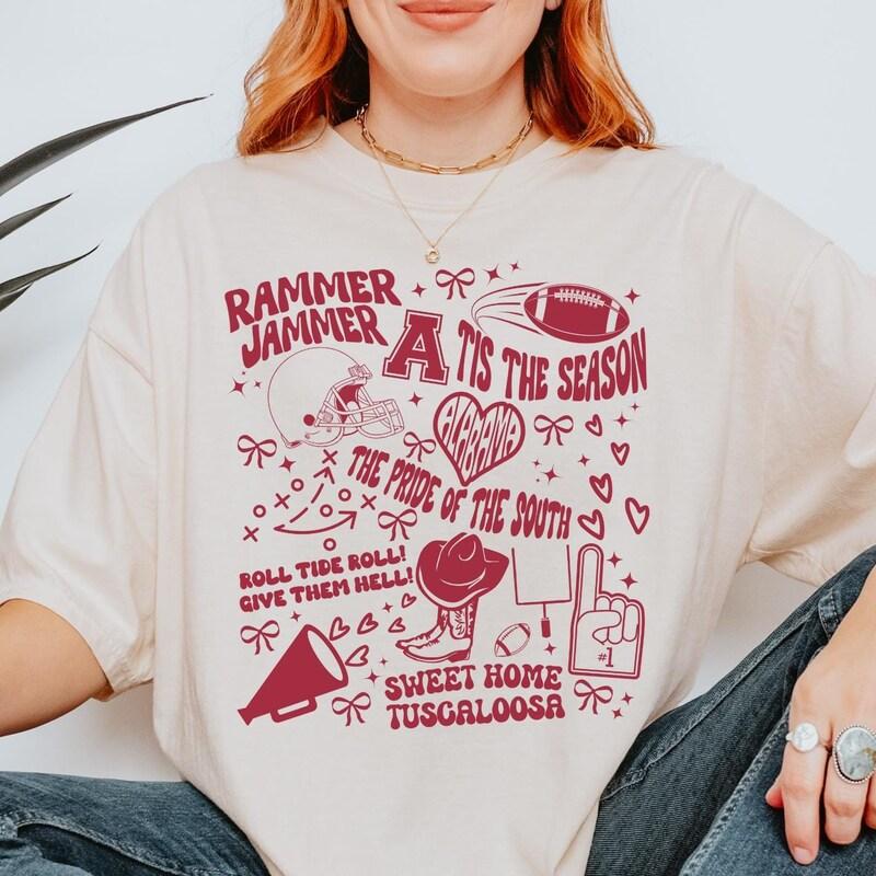 Comfort Colors® Alabama Inspired Shirt, Oversized Football Shirt, Alabama Game Day, Alabama Tailgating, Women's Shirt, Tuscaloosa Shirt Casual Round N
