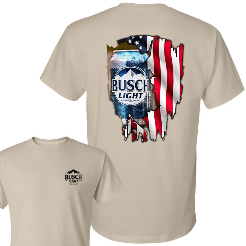 BUSCH LIGHT, BEER, Busch Light Logo Flag 2-sided Tshirt, Busch Light Tshirt Full Color For Men And Women Tshirt, Busch Light Beer Tshirt, Casual Graph