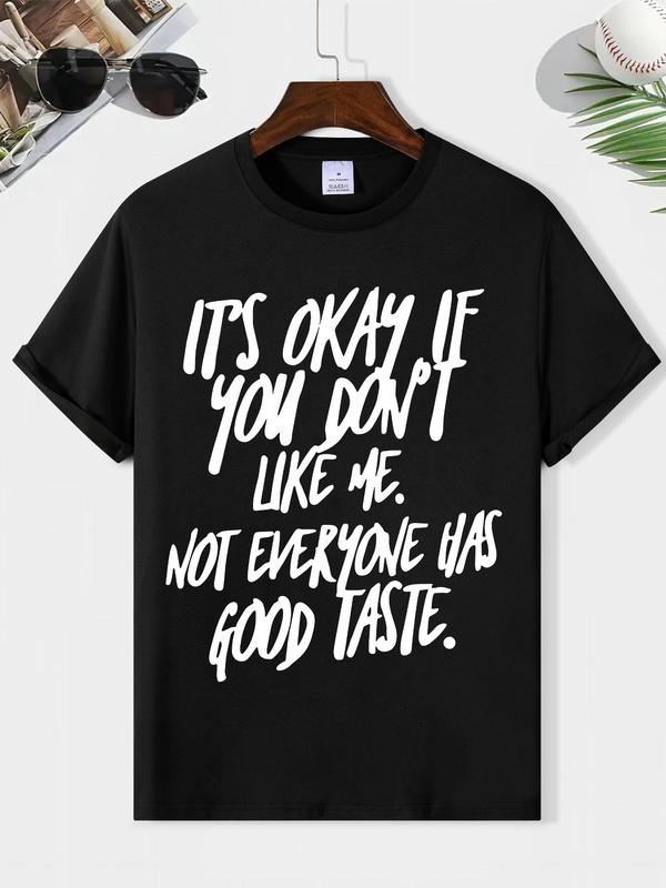 Men's Refined Letter Print Round Neck Tee, Summer Clothes Short Sleeve Crew T-Shirt, Everyday Casual Top for Menâ€™s Outdoor Fashion and Fun