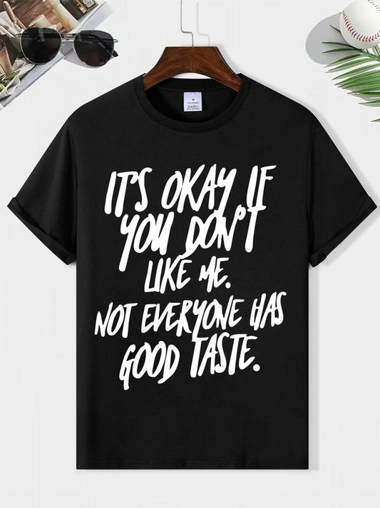 Men's Refined Letter Print Round Neck Tee, Summer Clothes Short Sleeve Crew T-Shirt, Everyday Casual Top for Menâ€™s Outdoor Fashion and Fun