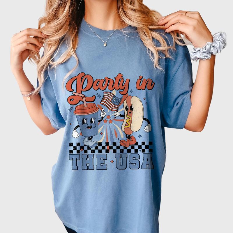 Retro Party In The USA Shirt, 4th Of July Shirts, Gift For Her, Indenpendence Day Gifts, Funny Fourth Of July Shirts, USA Hot Dog Funny Tee, USA Patri
