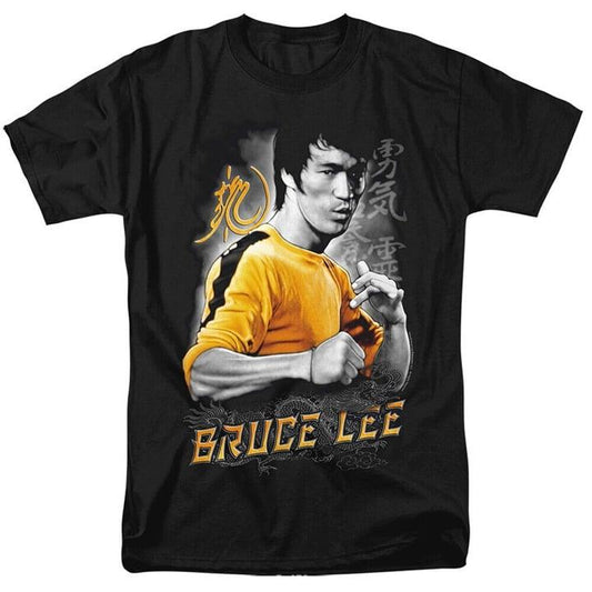 Bruce Lee Yellow Dragon Licensed Unisex T-Shirt By Gildan Cotton Fabric