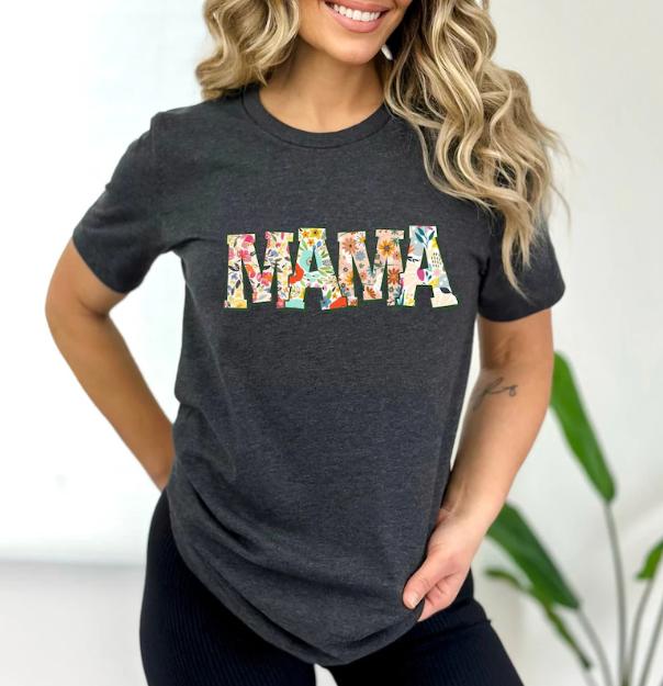 Retro Flower Mama T-shirt, Shirt for Mom for Mother's Day, Mama T-Shirt, Mom Shirt for Mom for Mother's Day, Mama T-shirt For Women Comfort Cotton