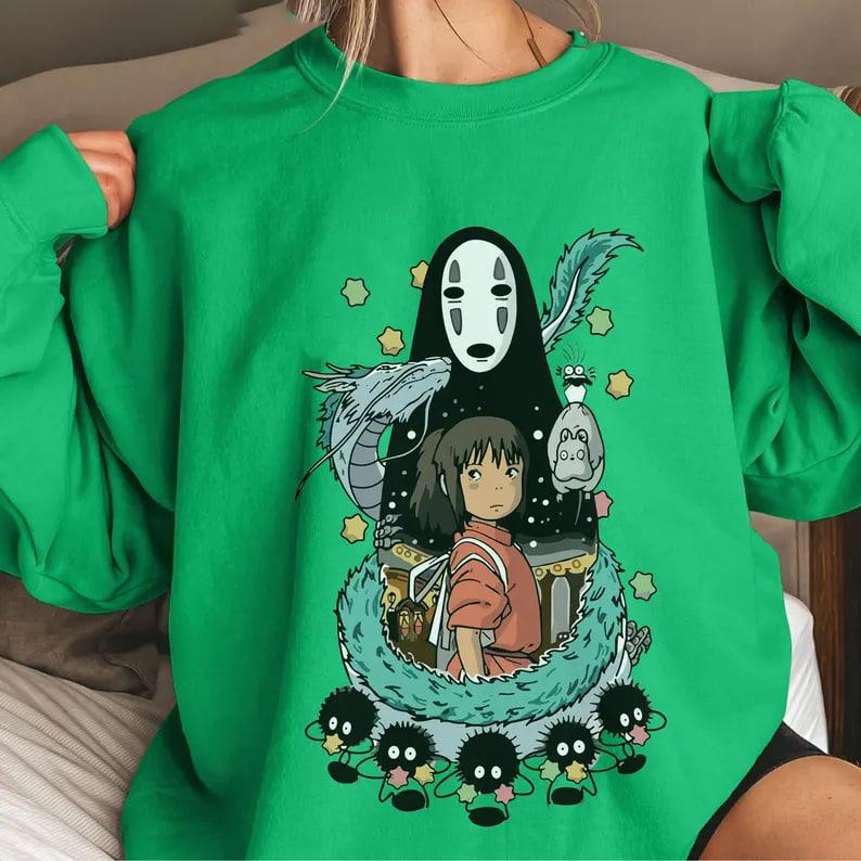 Spirited Away Studio Ghibli Sweatshirt, Ghibli Totoro Sweatshirt Gift, Ghibli No Face Hoodie, Hayao Miyazaki, Howl's Moving Castle, Calcifer