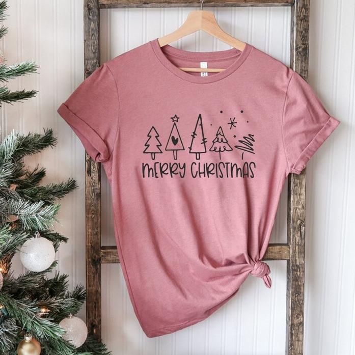 Christmas Trees T-Shirt, Shirts For Women, Christmas Tee, Cute Christmas Shirts, Holiday Tee