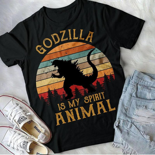 Godzilla Is My Spirit Animal Vintage Birthday Valentine Gift Shirt Mother Father Day