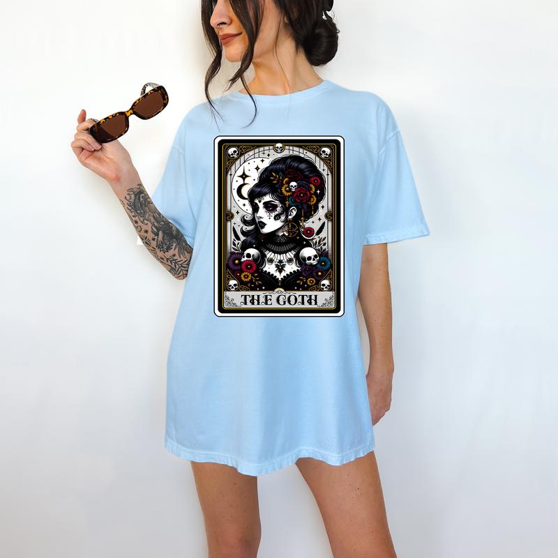 The Goth Tarot Card - T-Shirt, Gothic , Bright Graphic, Funny Apparel, Gift Idea, Relaxed Fit, Casual Apparel, Cute Top, Great with Jeans, All Seasons