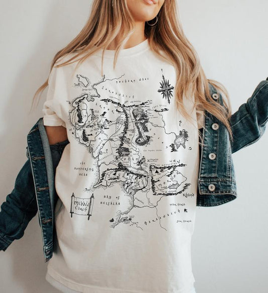 Middle Earth Map T Shirt Hoodie Sweatshirt Sweater