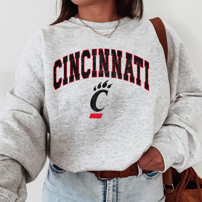 Cincinnati Bearcats Vintage Football NCAA Trendy Sweatshirt, University of Cincinnati Unisex Football NCAA Shirt, Gift For Men, Gift For Girls, Crewne