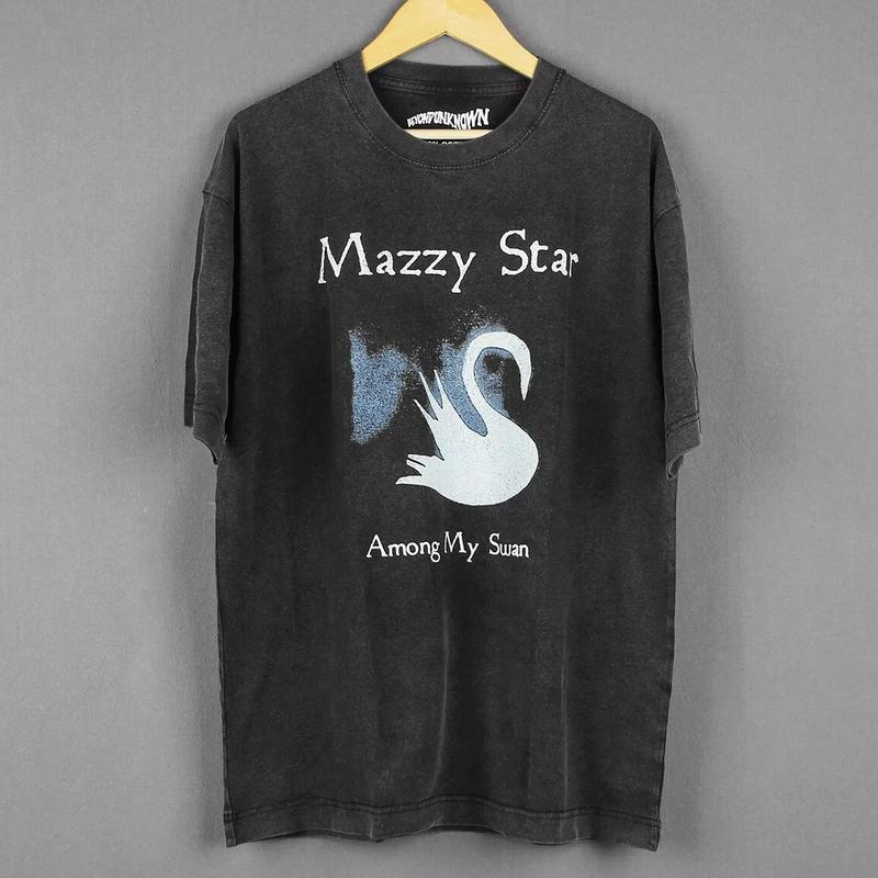 Mazzy Star Among My Swan graphic short sleeve black shirt men women T-Shirt Cotton   Unisex Tshirt Streetwear