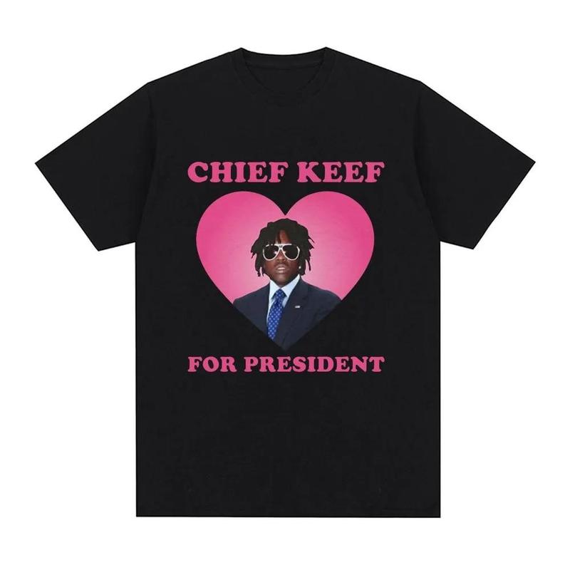Rapper Chief Keef for President T Shirt Men Fashion Casual Short Sleeve T-shirt Aesthetic Vintage T-shirts