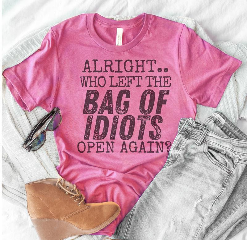 Bag Of Idiots T-Shirt Funny Sarcastic Tshirt Joke Sarcasm Tee Funny Joke Shirt Sarcasm Funny T-Shirt Soft Print Tshirt Oversized Fit Tee Comfy Sarcast