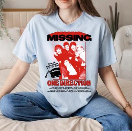 Direction Missing Concert tShirt, One Direction band, 1D Tshirt ash