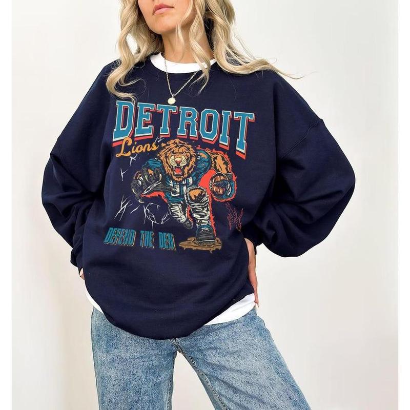 Detroit Football Sweatshirt Lions Football Crewneck Bootleg Detroit Football Shirt Detroit Sports Sweatshirt Detroit Football Shirt
