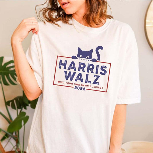 Harris Walz 2024 Cat Shirt, Kamala Harris, Tim Walz Kamala Harris Tee, Holiday Gift, Kamala For The People, Vice President, Democrat Shirt