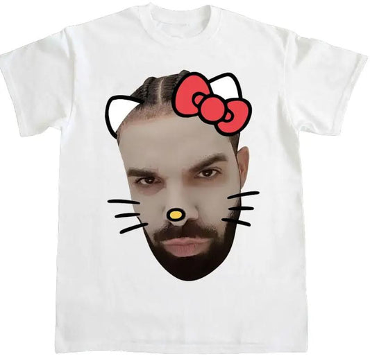 Drake Red Kitty Graphic T-shirt Classic Cotton