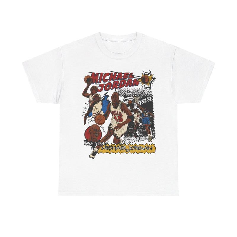 Michael Jordan Vintage 90s Streetwear Graphic Tee Animated Basketball Print Casual Classic Cotton Menswear Retro Shirt T-Shirt Top Comfy