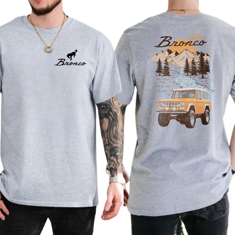 Ford Bronco T-Shirt The Vintage Car National Park 2 Sided T-Shirt, Independence Day Tee, Gift For Men, Love, Athletic, Casual Drinking Shirt