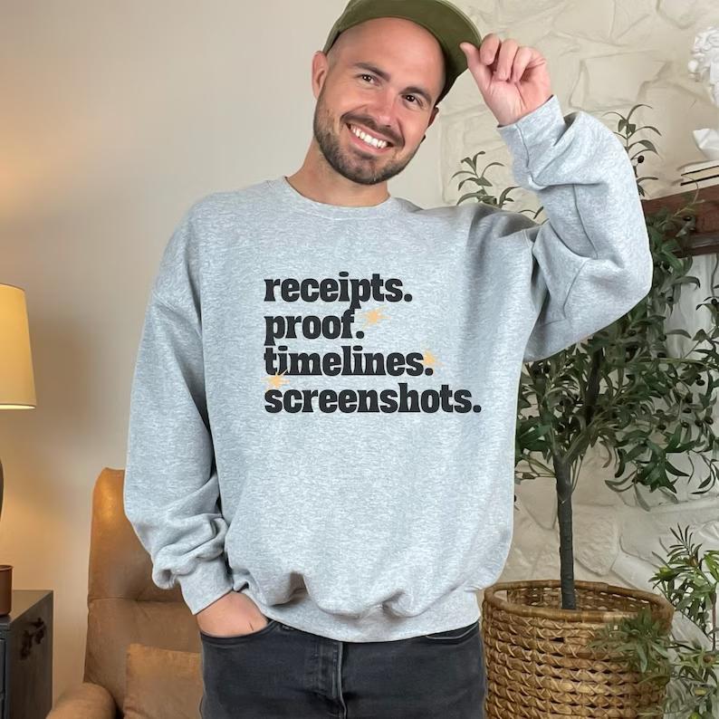 RHOSLC Receipts, Proof, Timelines Unisex Crewneck Sweatshirt, Real Housewives of Salt Lake City, Heather Gay, Monica Garcia, Lisa Barlow  - Unisex T-S