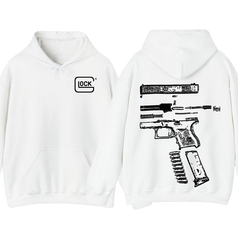 IN GLOCK WE TRUST 2 side Hoodie,Design color Black- White, Hoodie For Men, Menswear Top , GIft For Men,Full color,Hoodie & sweaters Classic Sweatshirt