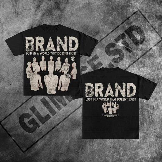 Y2K Graphic Lost In The World Didn't Exist Personalize Printed Tshirt Casual Cotton Crewneck Classic