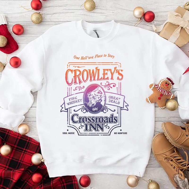 Supernatural Shirt,  Supernatural Crowley's Crossroads Inn Shirt,  Gift For Woman and Man Unisex T-Shirt Sweatshirt Hoodie Casual Cotton