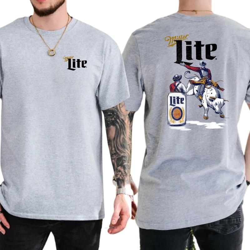 Mens Milller Litee Beer Rodeo T-shirt  Fashion For Every Tshirt, Gift For Men, Love, Athletic, Casual Menswear, Classic Cotton Top, Soft Fabric Shorts