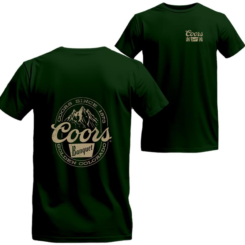 Coors Banquet Mountain Logo Front and Back Print T-shirt V2, Coors Short Sleeve Tee, Unisex Shirt, Menswear Top, beer shirt, drinking shirt
